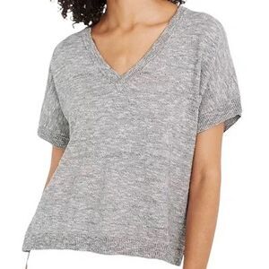 Madewell Paulson Sweater Tee V Neck Pullover Marled Short Sleeve XL RIbbed Boxy